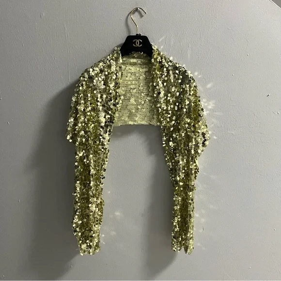 Gold Sequin Embellished Scarf Shawl Wrap - Picture 8 of 10